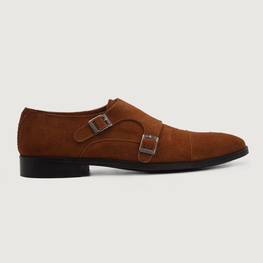 Men TheJacketMaker Casual Shoes | Boston Double Monk Strap Brown Suede Leather Shoes