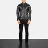 Men TheJacketMaker | Fernando Quilted Black Leather Biker Jacket