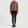 Women TheJacketMaker | Vixen Brown Classic Collar Leather Jacket