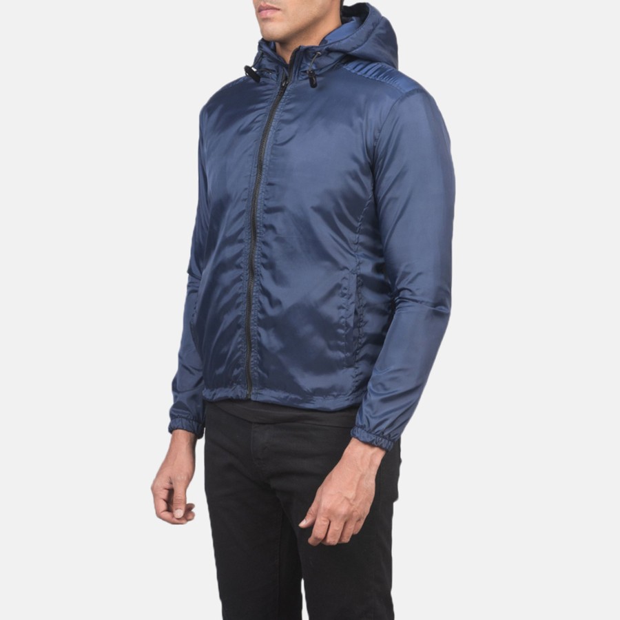 Men TheJacketMaker | Jimmy Blue Hooded Windbreaker Jacket