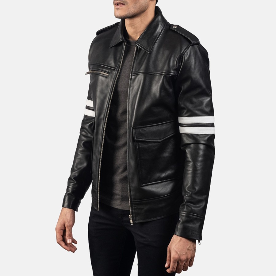 Men TheJacketMaker | Dragonhide Black Leather Jacket