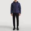 Men TheJacketMaker | Tyler Blue Hooded Puffer Jacket