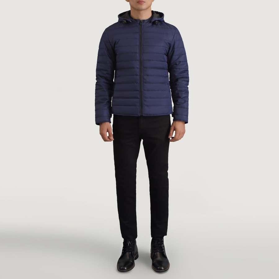 Men TheJacketMaker | Tyler Blue Hooded Puffer Jacket