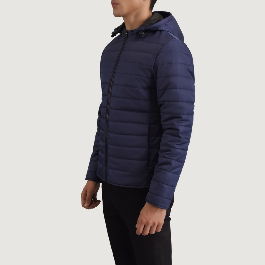 Men TheJacketMaker | Tyler Blue Hooded Puffer Jacket