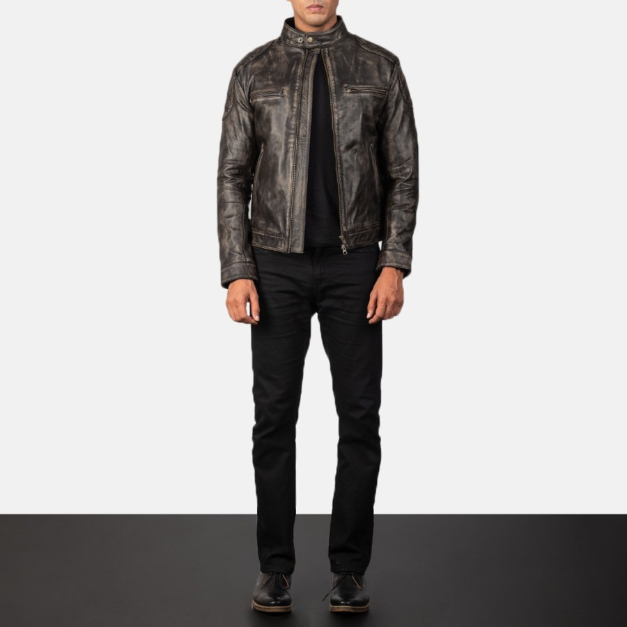 Men TheJacketMaker | Gatsby Distressed Brown Leather Jacket