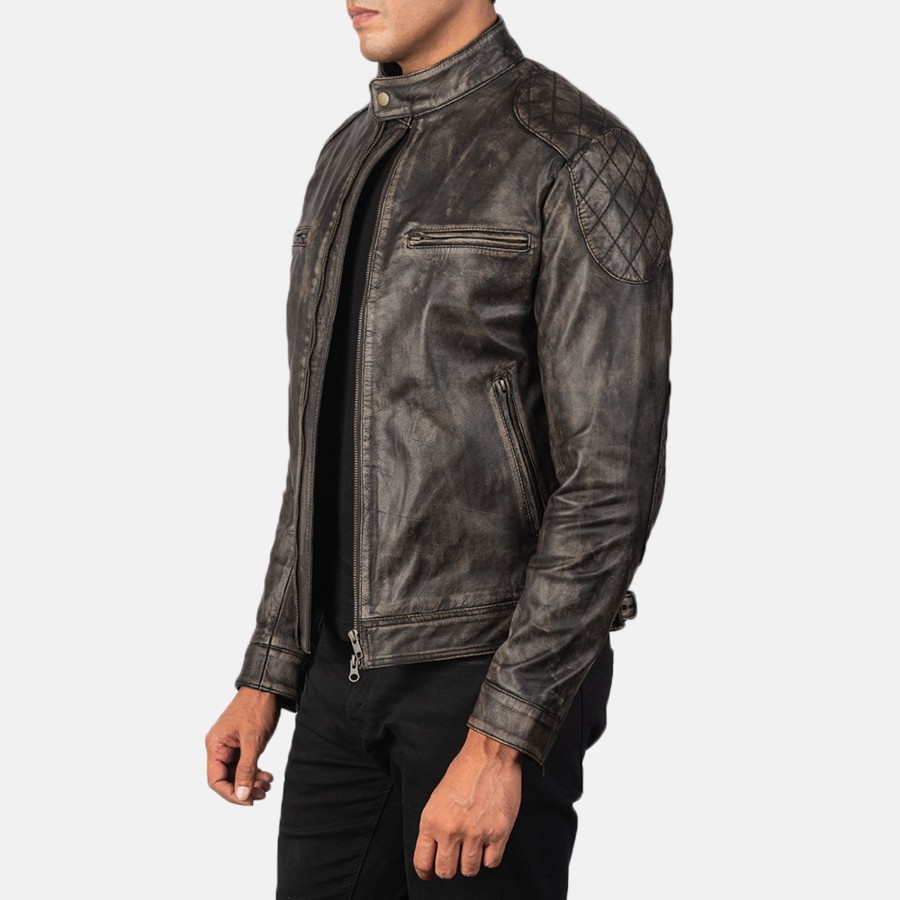 Men TheJacketMaker | Gatsby Distressed Brown Leather Jacket