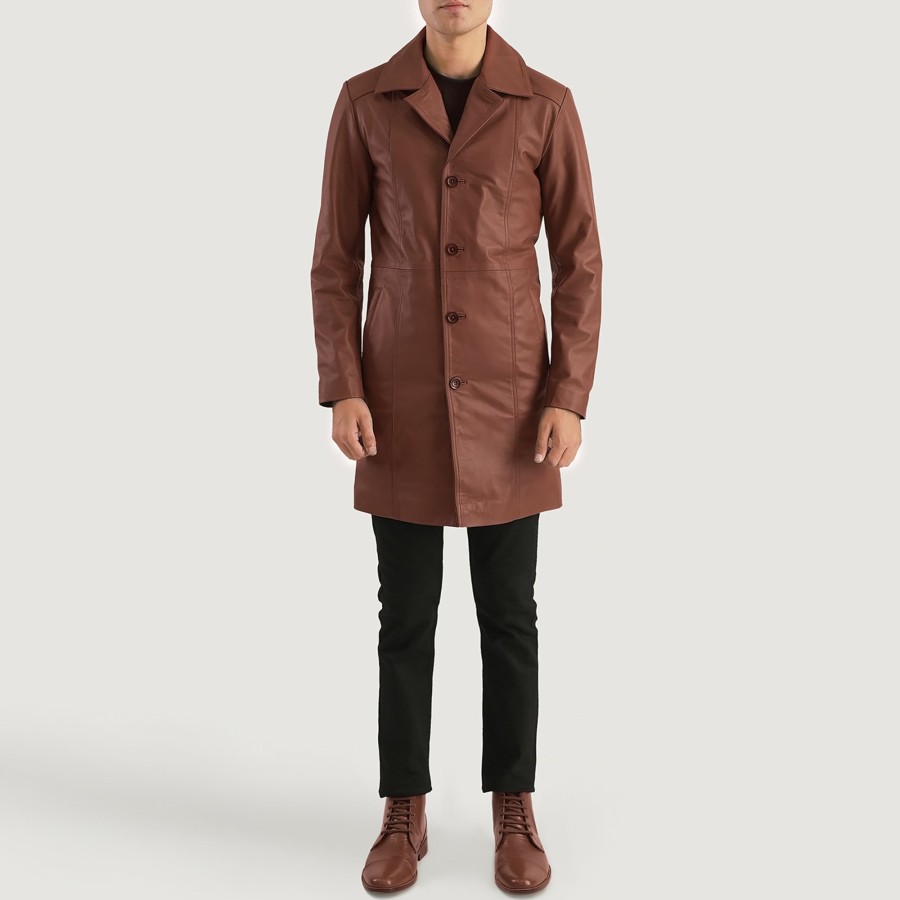 Men TheJacketMaker | Don Long Brown Leather Coat