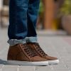 Men TheJacketMaker Leather Sneakers | Marty High Top Pull-Up Brown Leather Sneakers