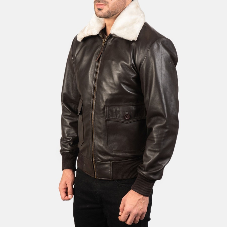 Men TheJacketMaker Gifts For Him | Airin G-1 Brown Leather Bomber Jacket