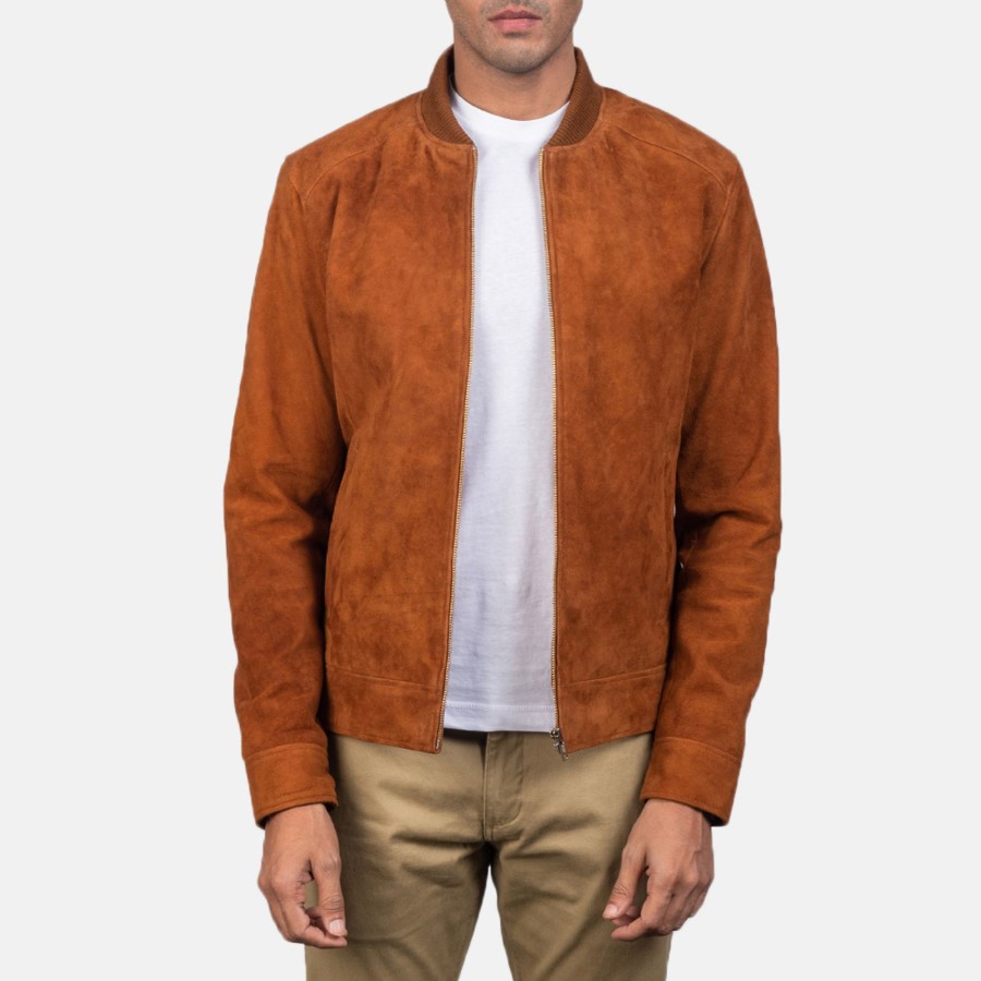 Men TheJacketMaker | Blain Brown Suede Bomber Jacket