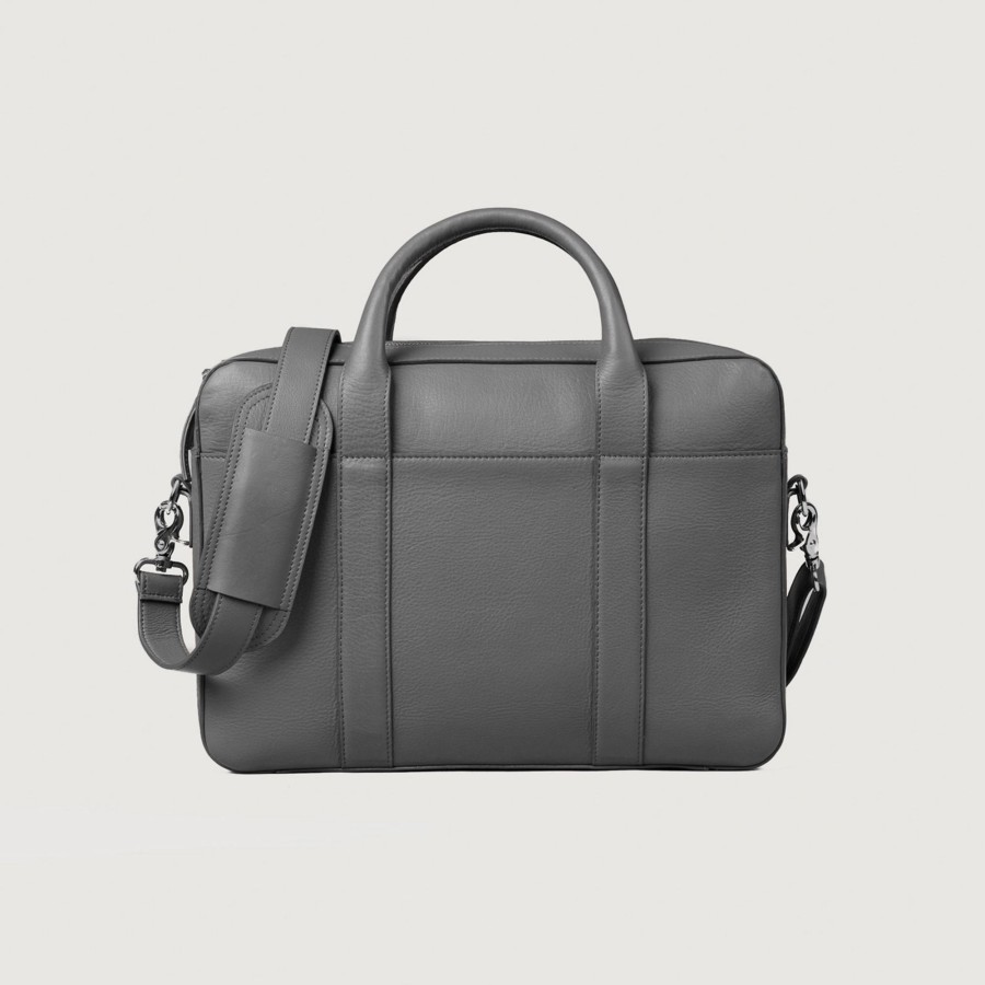 Men TheJacketMaker Business Bags | The Captain Grey Leather Briefcase