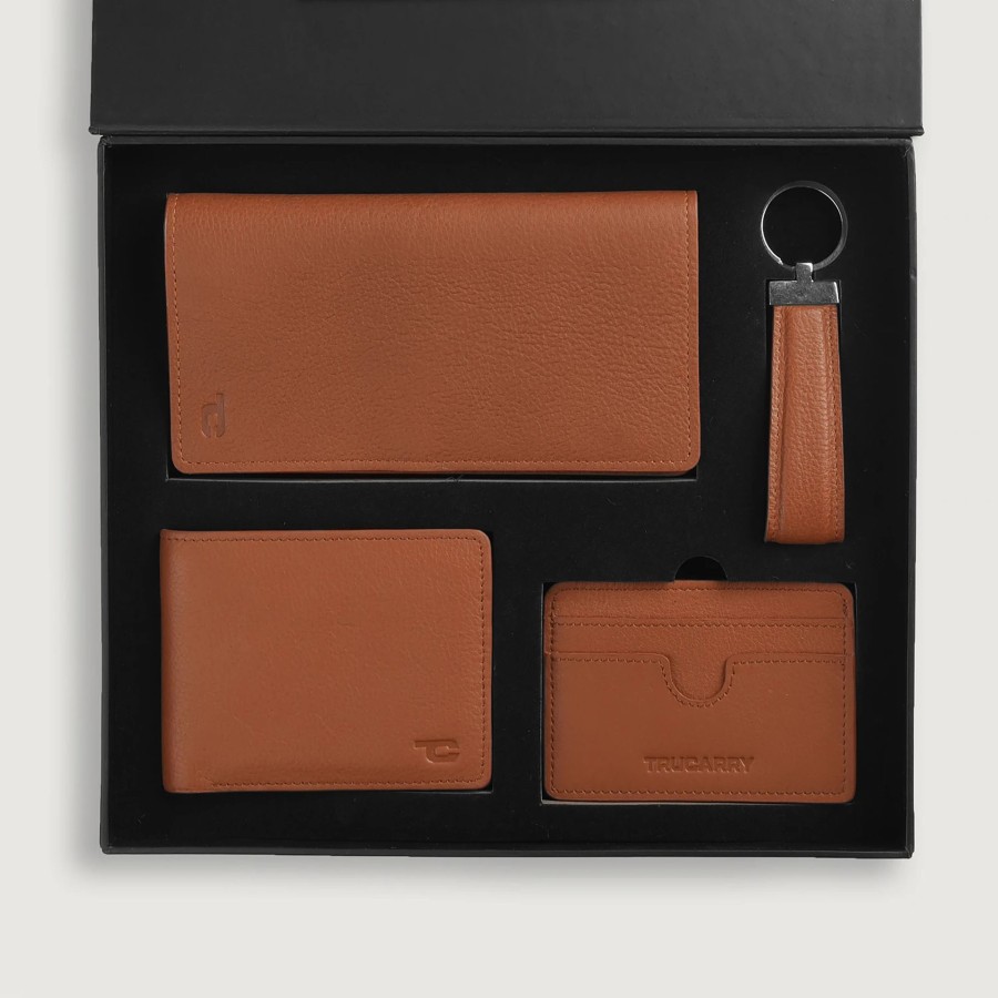 Men TheJacketMaker Gifts For Him | Timeless Taylen Brown Leather Gift Set