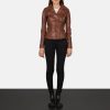 Women TheJacketMaker | Flashback Brown Leather Biker Jacket