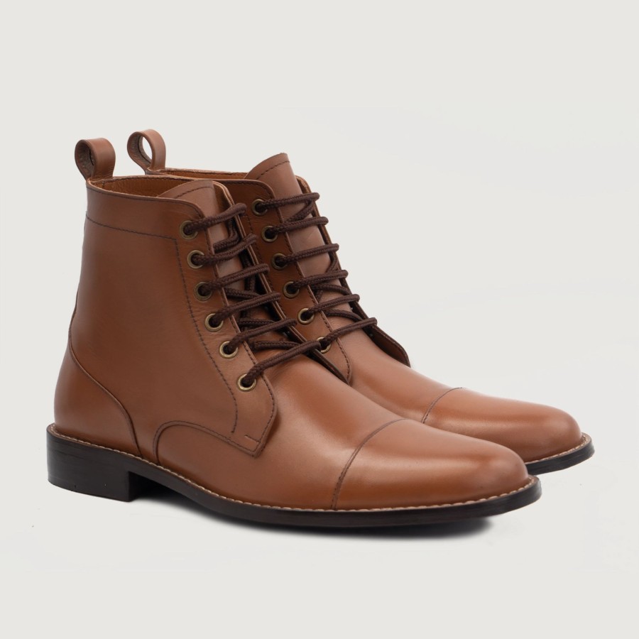 Men TheJacketMaker Leather Boots | Knight Derby Tan Leather Boots