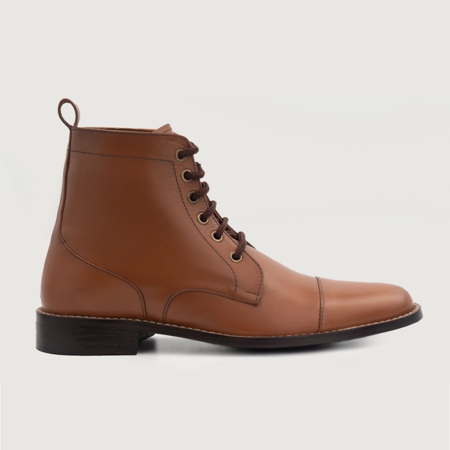 Men TheJacketMaker Leather Boots | Knight Derby Tan Leather Boots