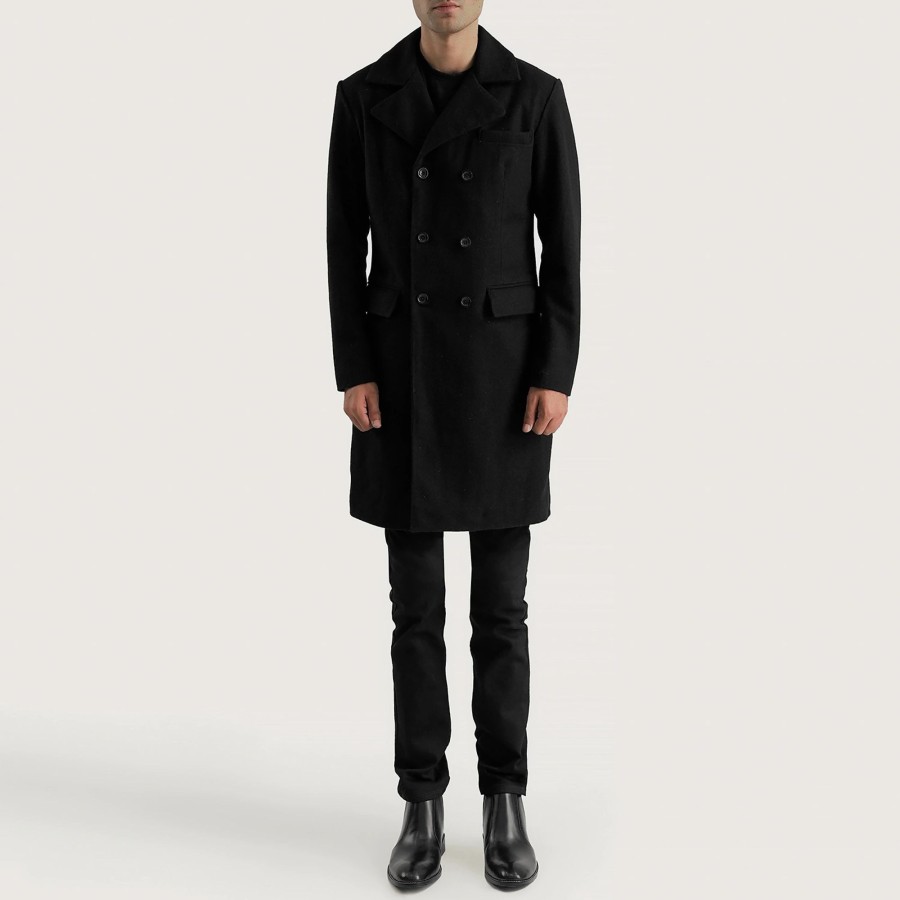 Men TheJacketMaker | Claud Black Wool Double Breasted Coat