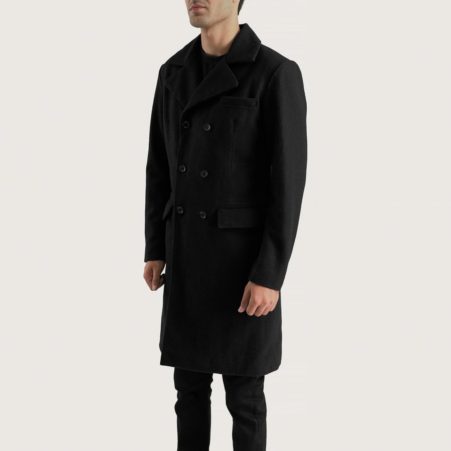 Men TheJacketMaker | Claud Black Wool Double Breasted Coat