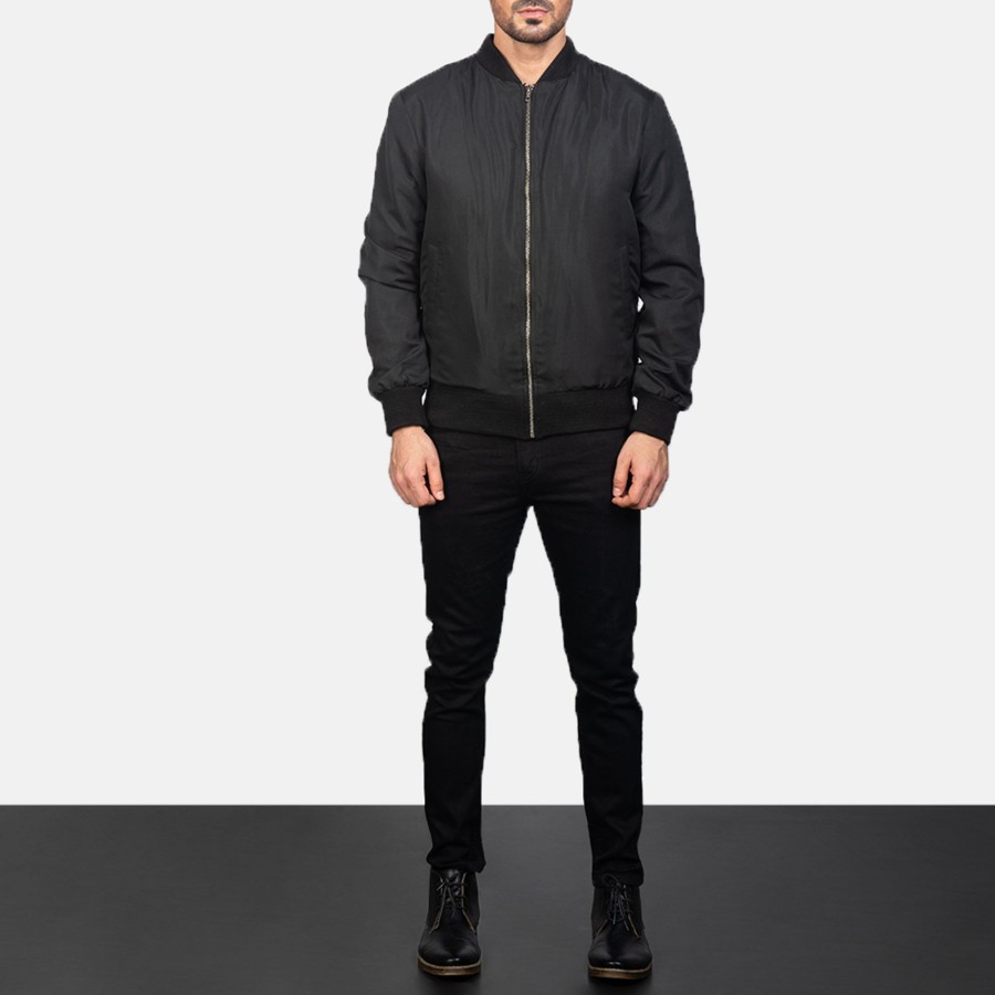 Men TheJacketMaker | Zack Black Bomber Jacket