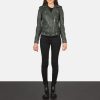 Women TheJacketMaker | Alison Green Leather Biker Jacket