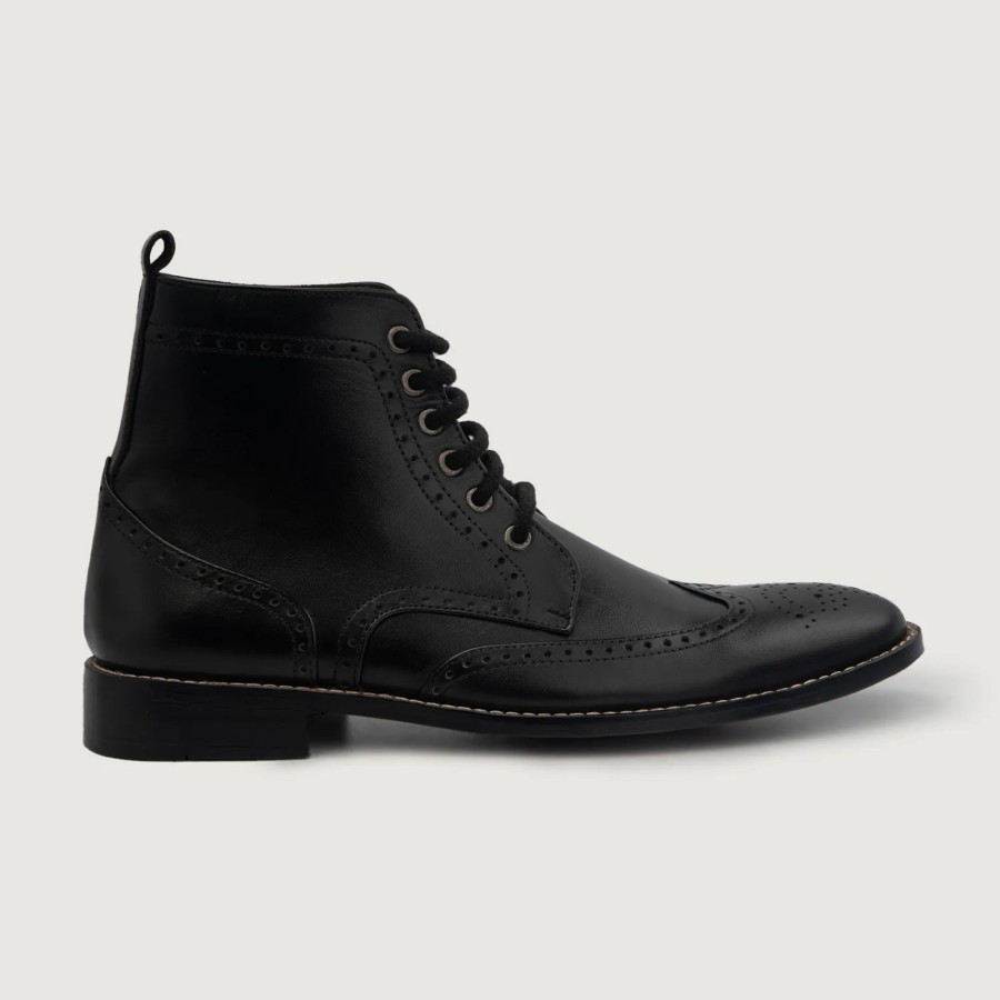 Men TheJacketMaker Leather Boots | Duster Brogues Derby Black Leather Boots