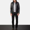 Men TheJacketMaker | Columbus Black Leather Bomber Jacket