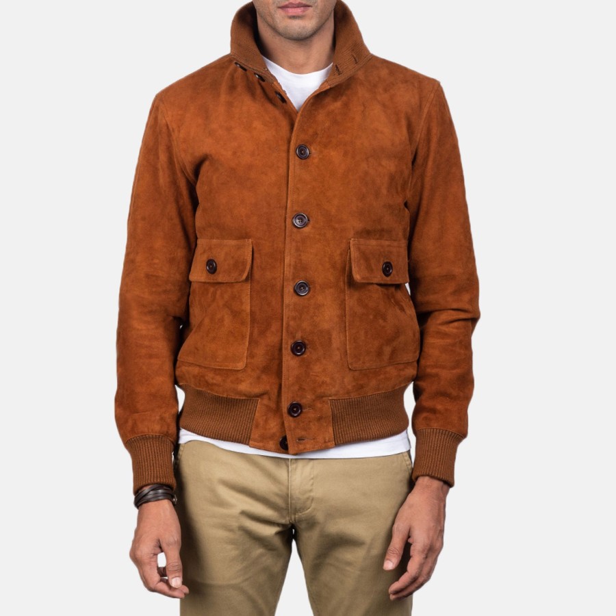 Men TheJacketMaker Gifts For Him | Eaton Brown Suede Bomber Jacket