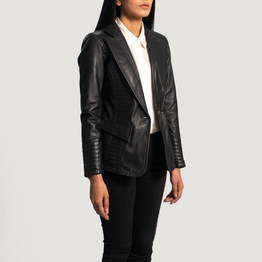 Women TheJacketMaker | Selina Black Leather Blazer