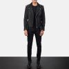 Men TheJacketMaker | Allaric Alley Distressed Black Leather Biker Jacket