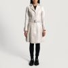 Women TheJacketMaker | Moonlight Silver Leather Trench Coat