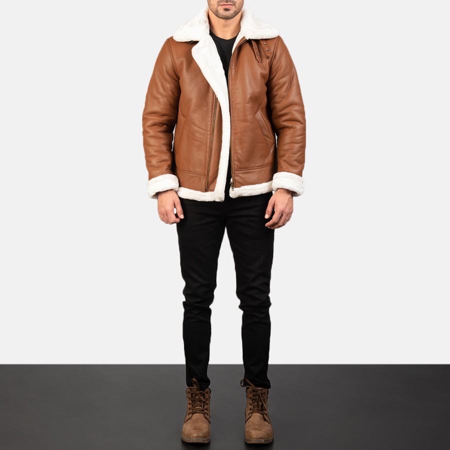 Men TheJacketMaker | Francis B-3 Brown Leather Bomber Jacket