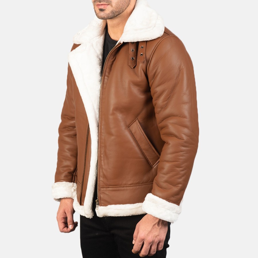 Men TheJacketMaker | Francis B-3 Brown Leather Bomber Jacket