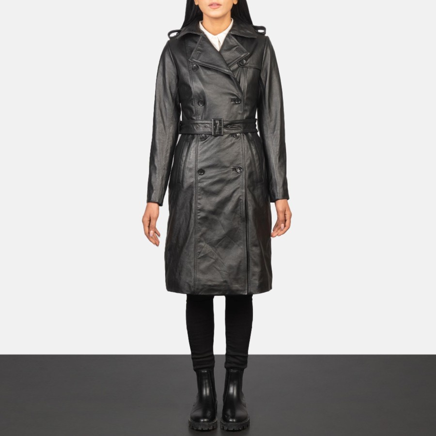 Women TheJacketMaker | Alice Black Double Breasted Leather Coat