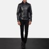 Men TheJacketMaker | Mod Black Leather Peacoat