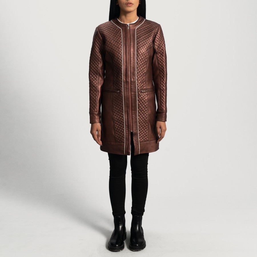 Women TheJacketMaker | Trudy Lane Quilted Maroon Leather Coat