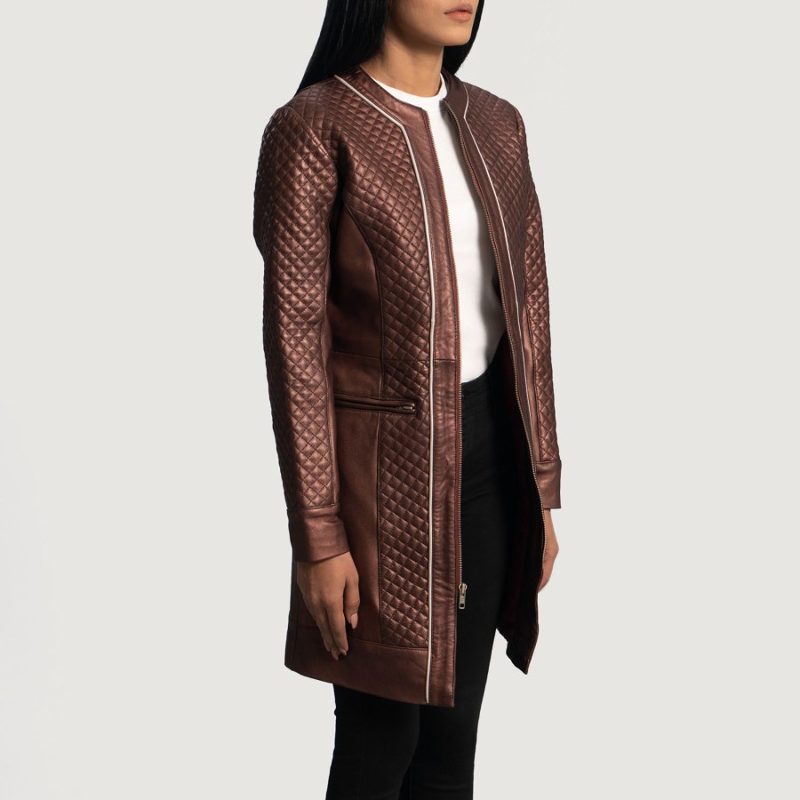 Women TheJacketMaker | Trudy Lane Quilted Maroon Leather Coat