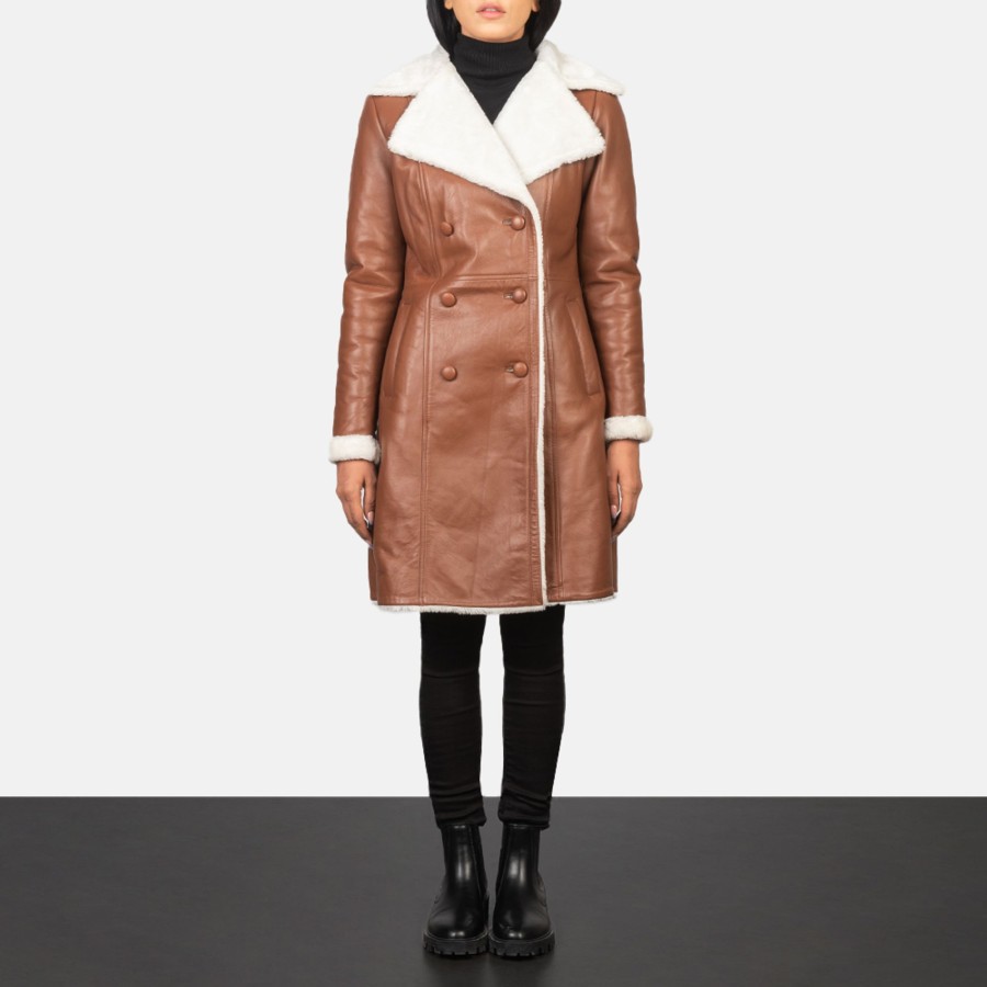 Women TheJacketMaker | Amie Brown Double Breasted Shearling Coat