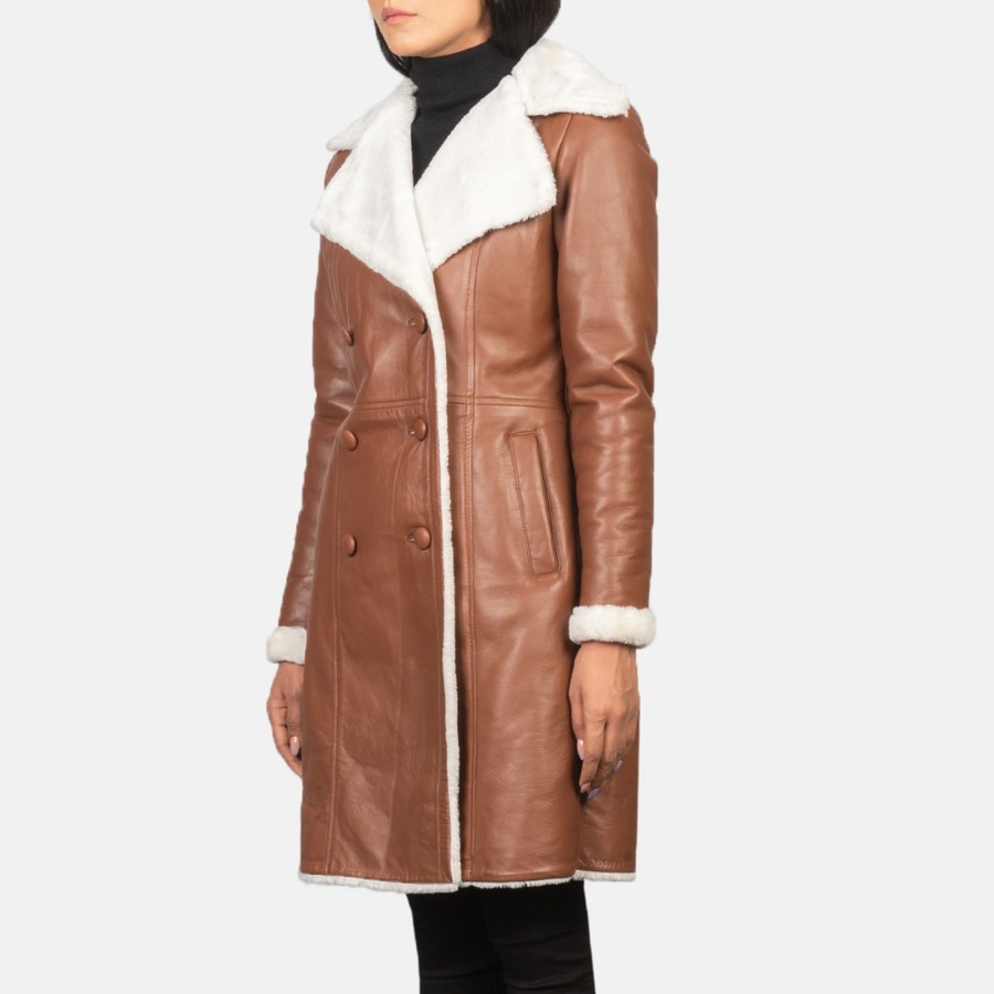 Women TheJacketMaker | Amie Brown Double Breasted Shearling Coat