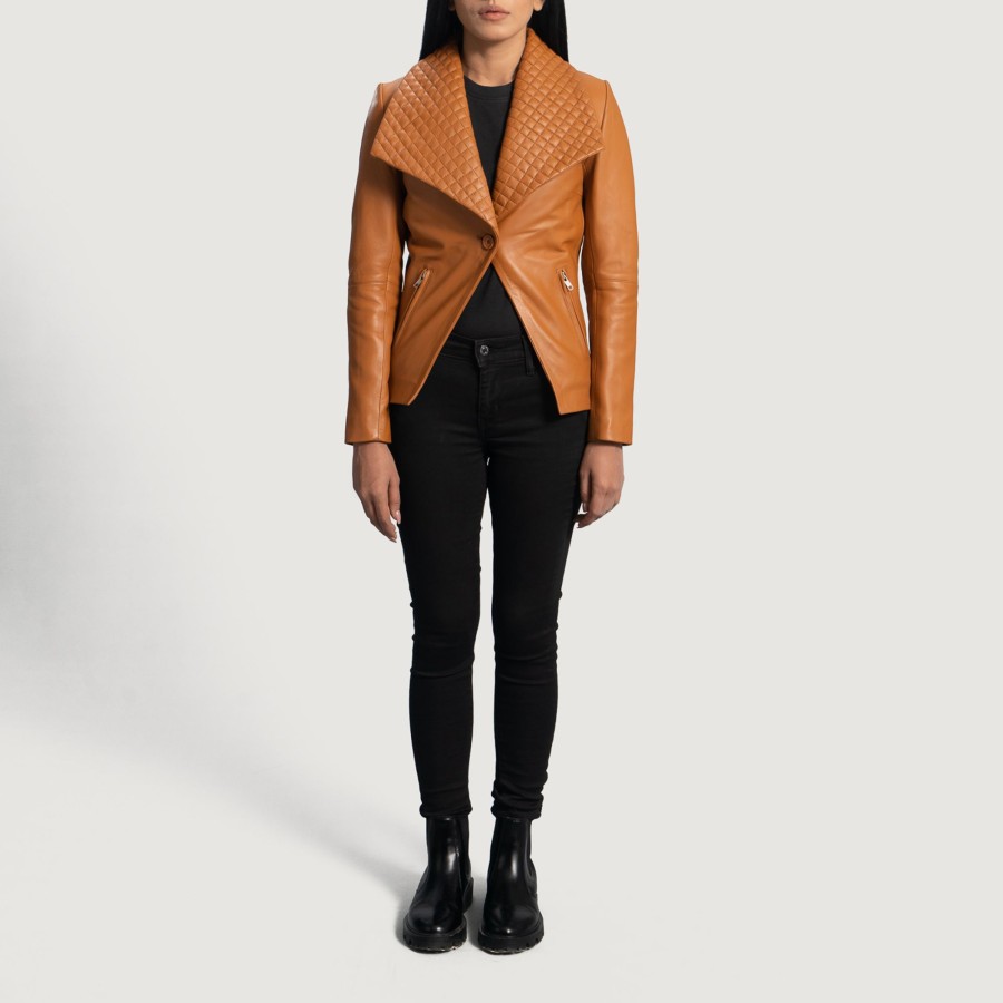 Women TheJacketMaker | Lee Tan Brown Leather Blazer