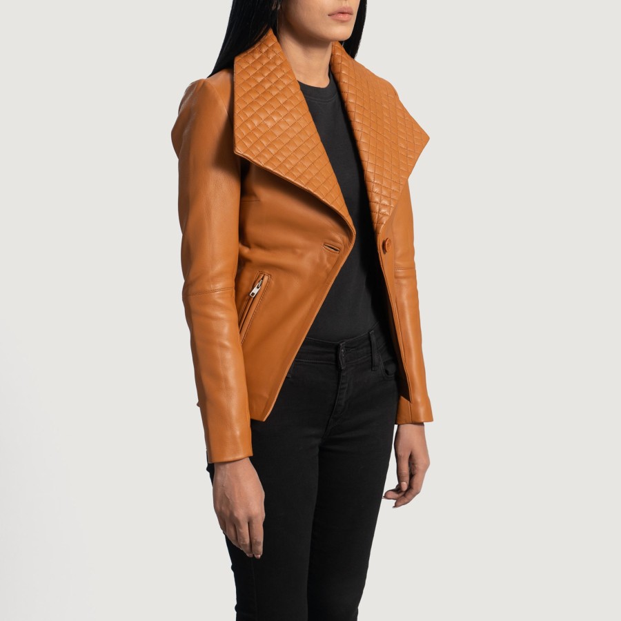 Women TheJacketMaker | Lee Tan Brown Leather Blazer