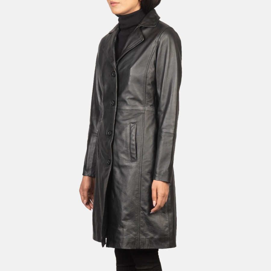 Women TheJacketMaker | Alexis Black Single Breasted Leather Coat