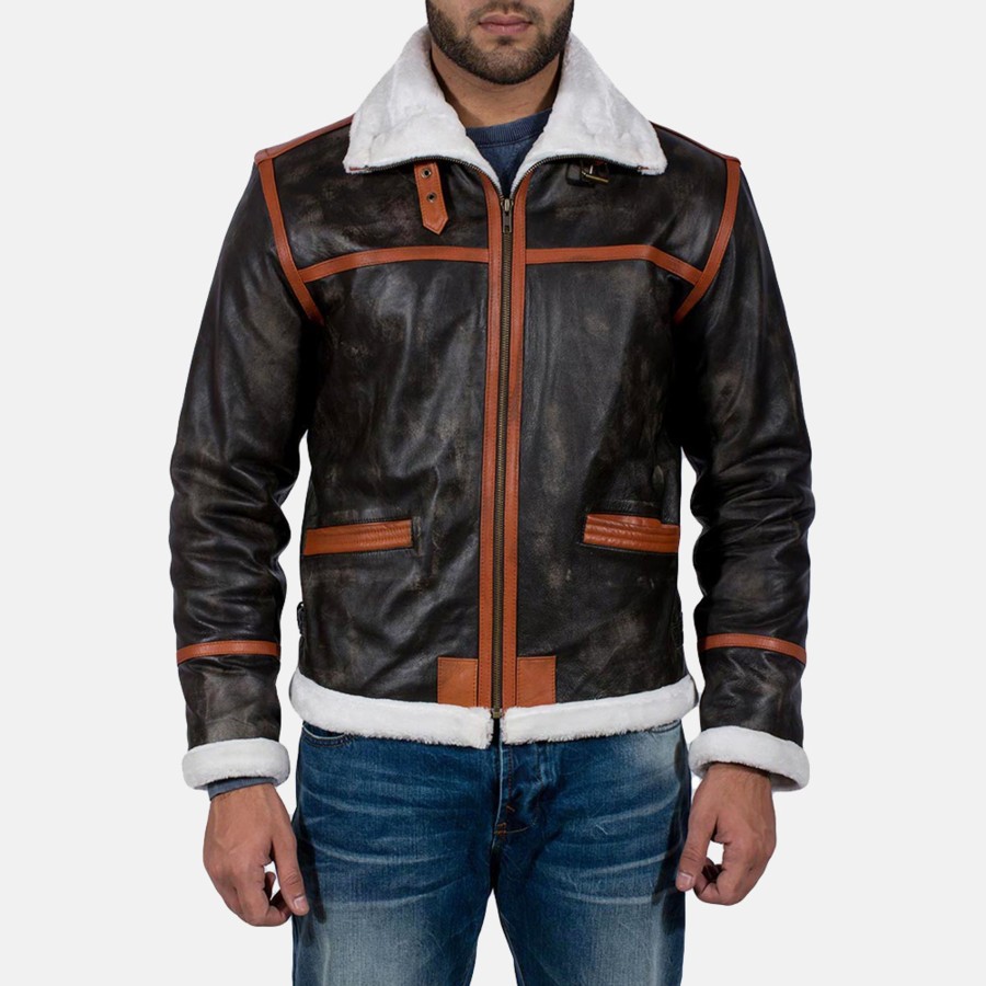 Men TheJacketMaker | Alpine Brown Fur Leather Jacket