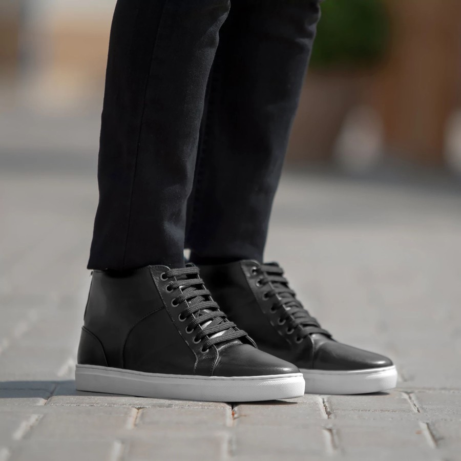 Men TheJacketMaker Leather Sneakers | Marty High Top Black Leather Sneakers