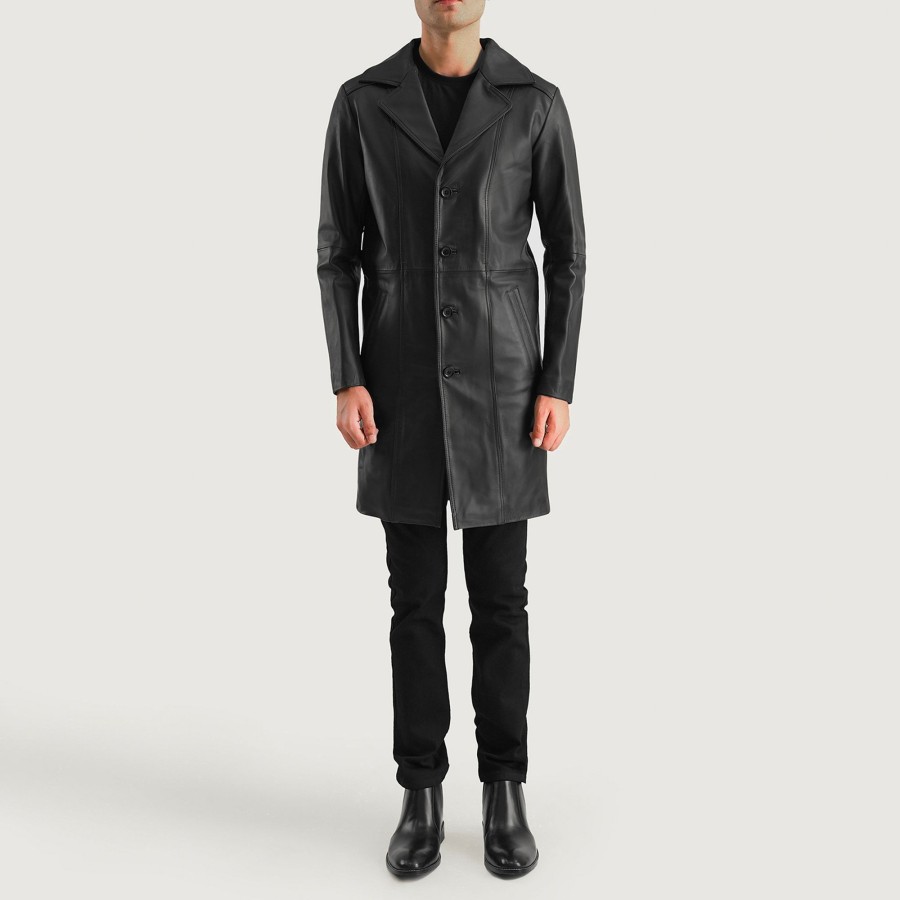 Men TheJacketMaker Gifts For Him | Don Long Black Leather Coat