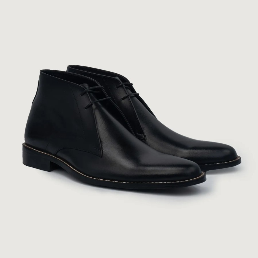 Men TheJacketMaker Leather Boots | Corry Chukka Black Leather Boots