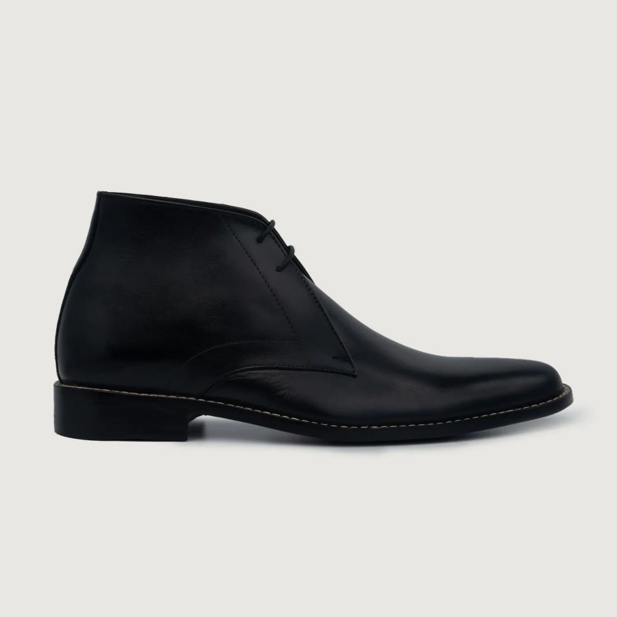 Men TheJacketMaker Leather Boots | Corry Chukka Black Leather Boots