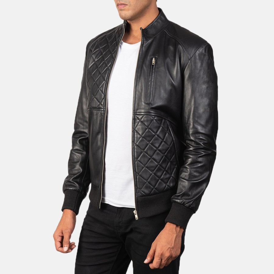 Men TheJacketMaker | Moda Black Leather Bomber Jacket