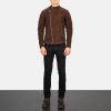 Men TheJacketMaker | Faisor Mocha Suede Biker Jacket