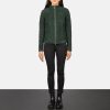 Women TheJacketMaker | Rumella Green Suede Biker Jacket