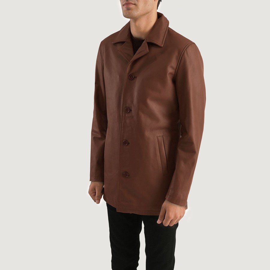 Men TheJacketMaker | Urban Slate Brown Leather Coat