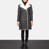 Women TheJacketMaker | Amie Black Double Breasted Shearling Coat